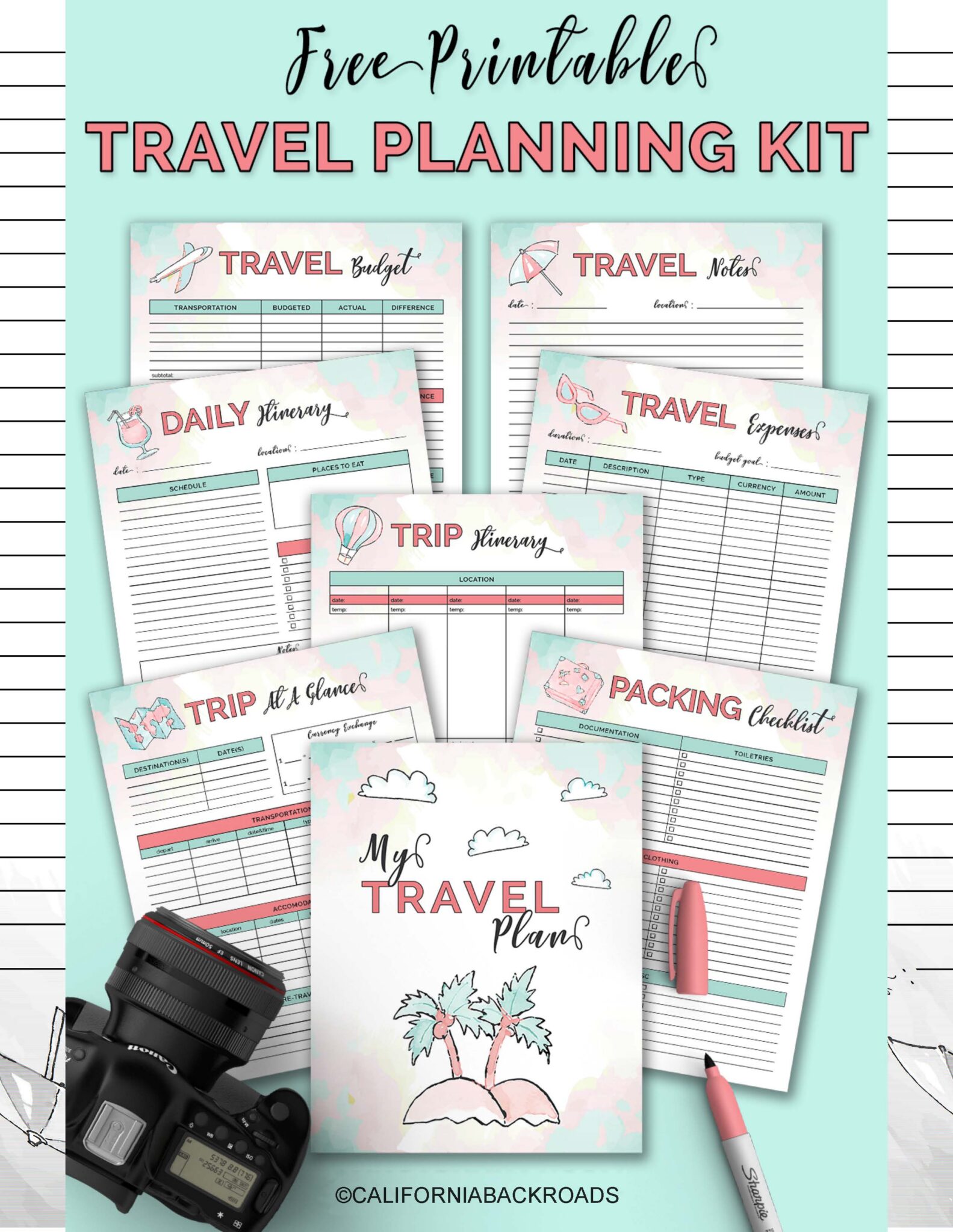 Free Printable Travel Planner (PDF): Itineraries, Packing Lists ...